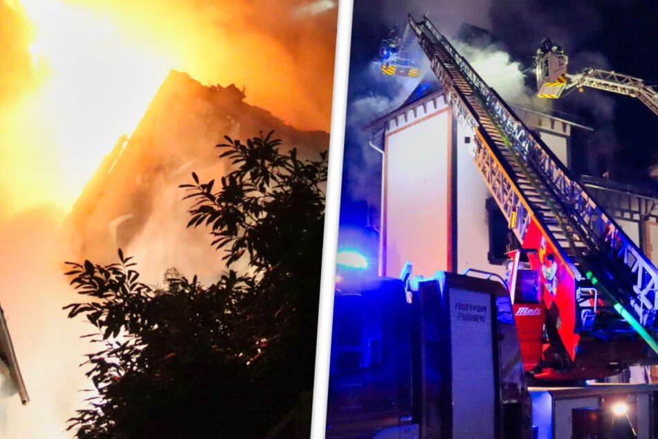 Dramatische Szenen während Flammen-Inferno: Mann springt aus erstem Stock