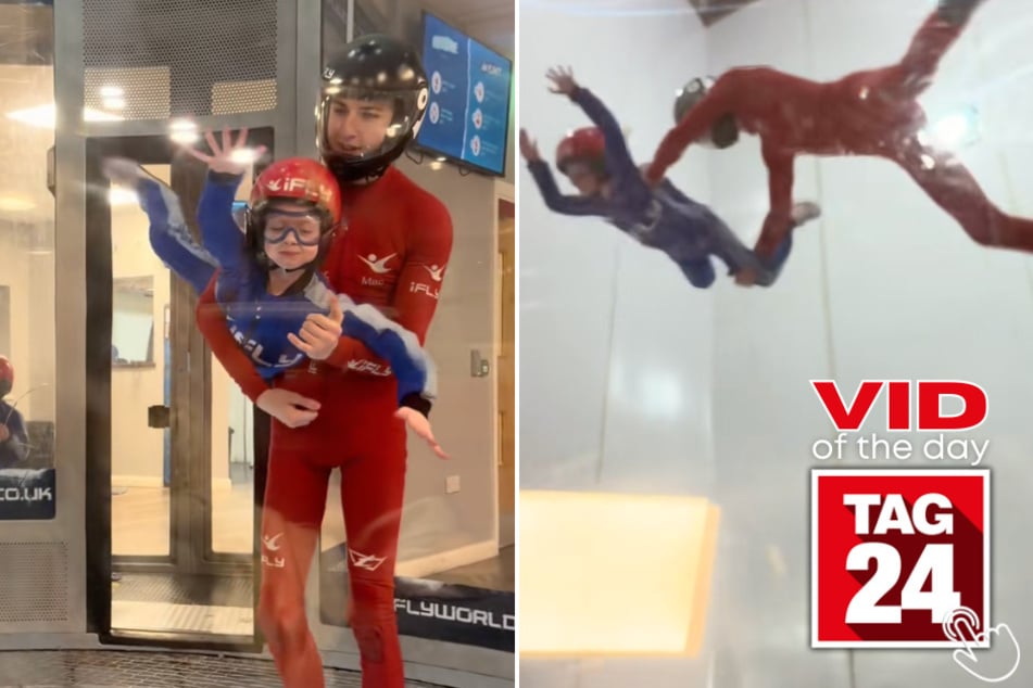 This mom couldn't help but laugh when her daughter turned into a human noodle during an indoor skydiving experience!