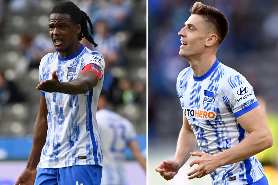 Hertha-Kapitän Dedryck Boyata (30, l.) blieb ohne Einsatz. Krzysztof Piatek (26, r.) traf nach seiner schweren Verletzung prompt für die polnische Nationalmannschaft.