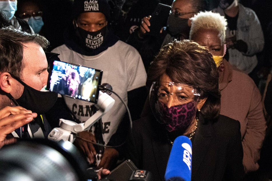 Rep. Maxine Waters made an appearance at a Brooklyn Center, Minnesota, protest after the police shooting of Daunte Wright.