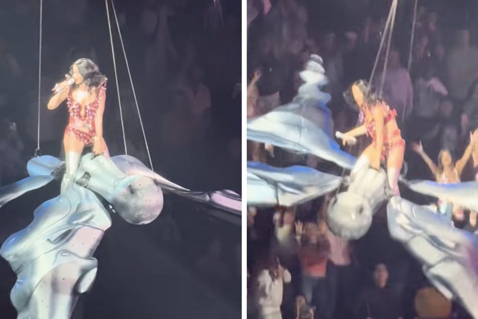 Katy Perry flew through the air on an oversized butterfly prop for a recent concert – until it suddenly lurched down in a moment that had fans terrified!