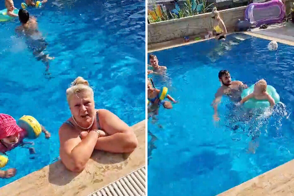 Auch Silvia Wollny (58) hüpfte - umringt von zahlreichen Enkelkindern - in den Pool.