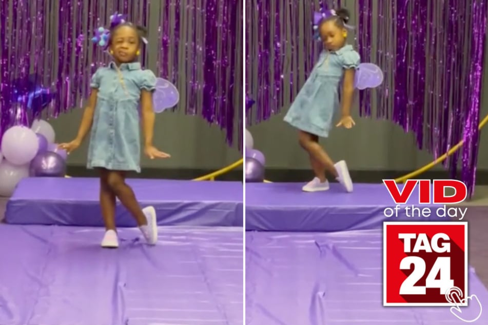 Xari steals the show with her sassy runway strut at a friend's birthday party!