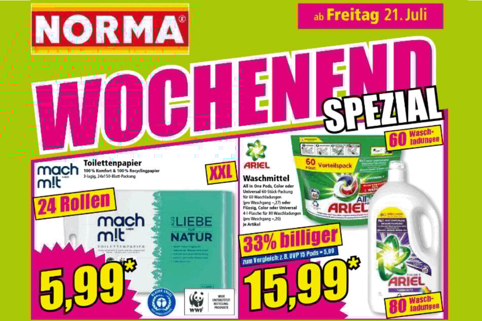 Wochenend-Spezial bei NORMA ab Freitag (21.7.).