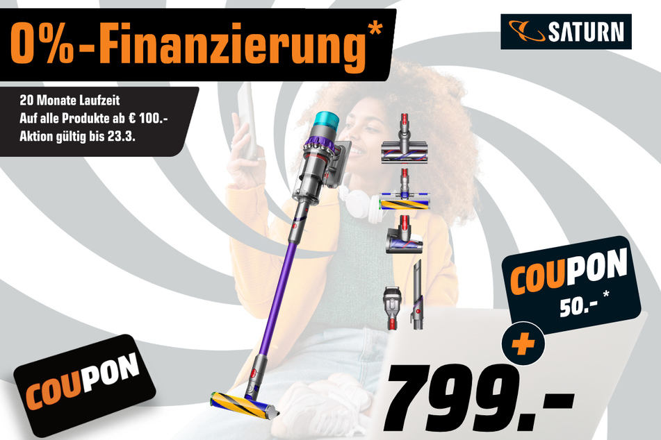 Dyson-Akkusauger für 799 Euro + 50-Euro-Coupon.