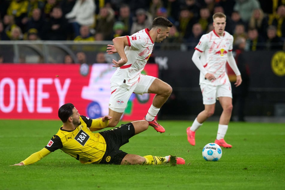 Umkämpfte Partie in der ersten Halbzeit zwischen dem BVB und RB Leipzig.