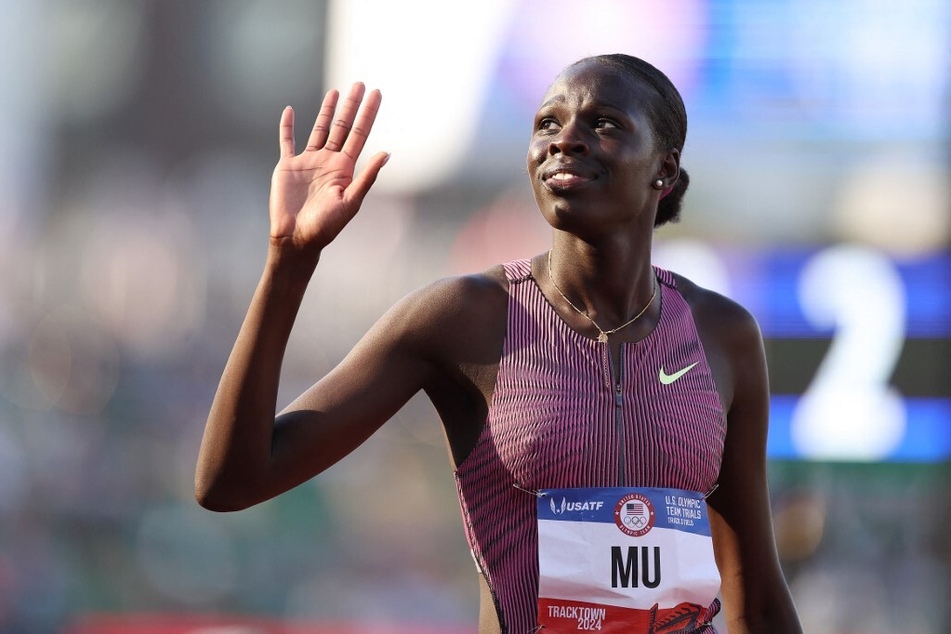 Athing Mu won her 800m semi-final heat in 1:58.84 during the US Olympic Team Trials at Hayward Field.