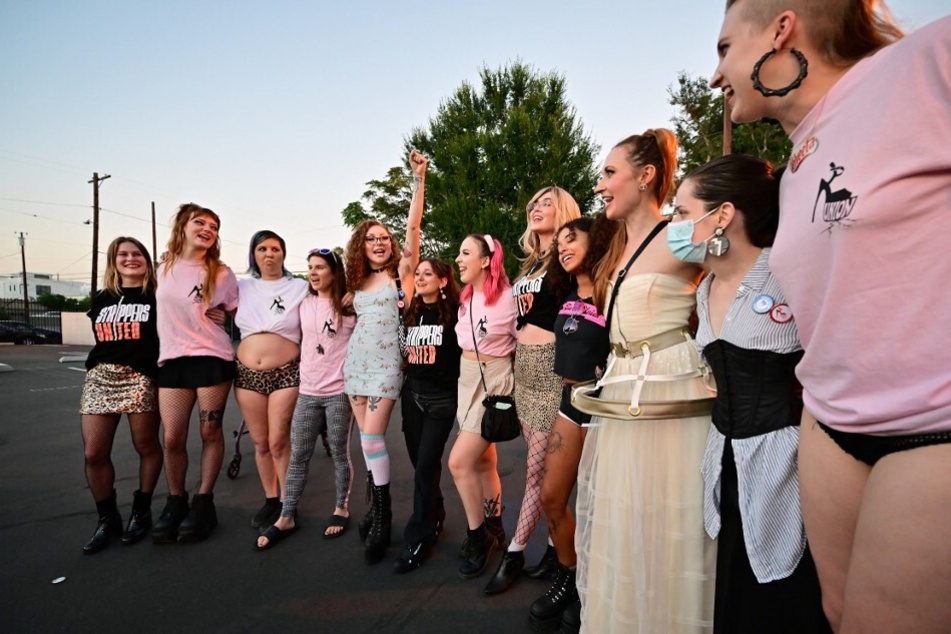 Strippers unite at a rally in support of dancers from the Star Garden Topless Dive Bar in North Hollywood.