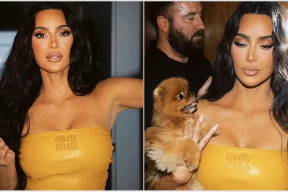 Kim Kardashian flaunts her bold Miu Miu fit with an adorable companion!