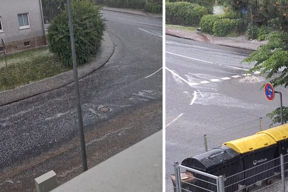 Starkregen und Hagel kommen in Bad Salzungen runter.