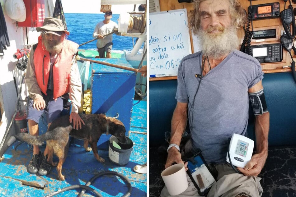 In den Minuten nach der Rettung: Bella frisst sich endlich satt und Shaddock genießt einen Kaffee.