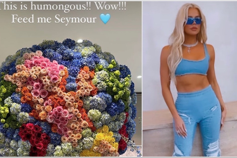 Who sent Khloé Kardashian "humongous" flowers for her birthday?