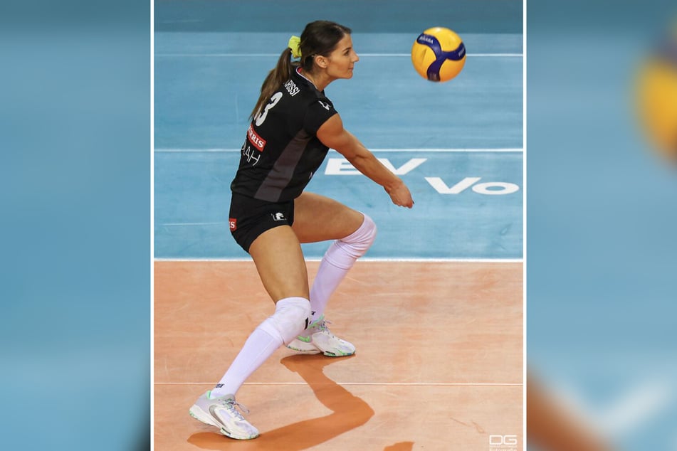 Stamatia Kyparissi in Aktion. Reift die Angreiferin beim DSC zur "besten griechischen Volleyballerin aller Zeiten"? Das ist ihr anspruchsvolles Ziel.