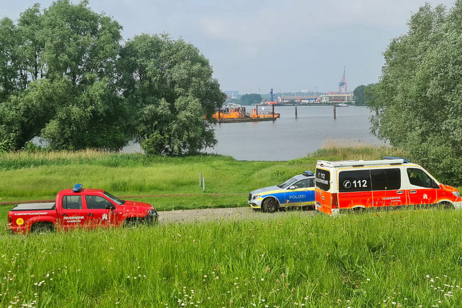 Die Einsatzkräfte sind am Aue-Hauptdeich in Finkenwerder vor Ort.