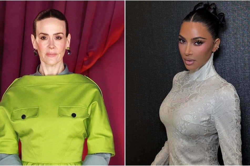 Kim Kardashian (r.) bonded with her All's Fair co-star Sarah Paulson over their love of conspiracy theories.