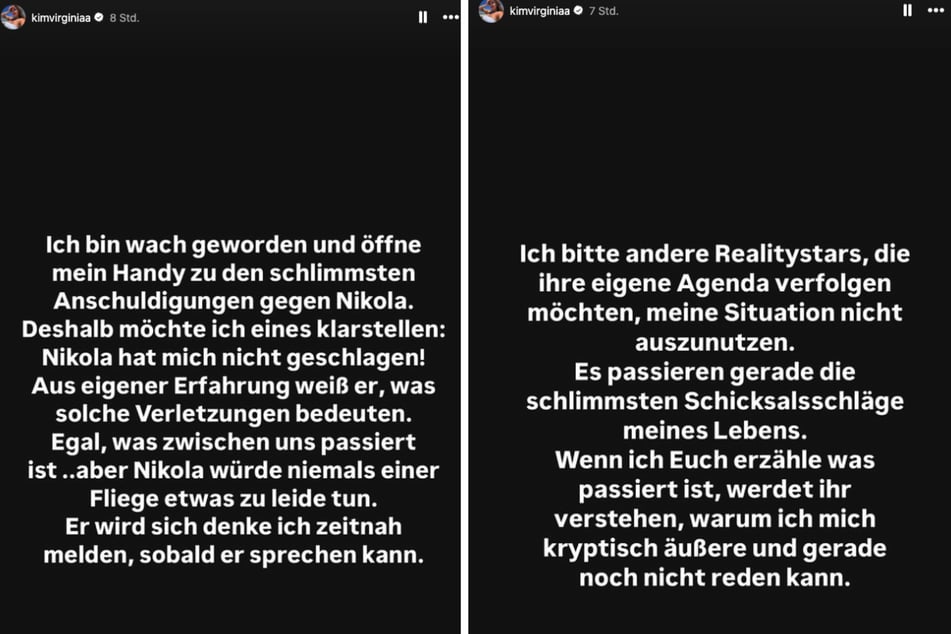 Kim Virginia stellte am Donnerstag klar, dass sie nicht von ihren Ex-Verlobten geschlagen worden ist.