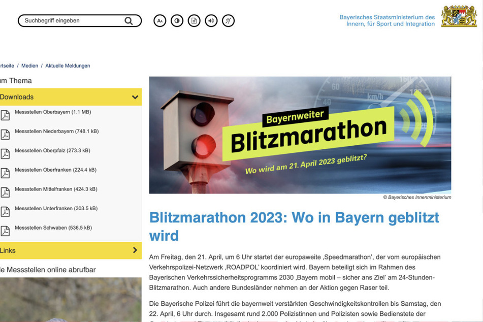 Unter der Internetseite www.innenministerium.bayern.de kann man die Messstellen nachlesen.