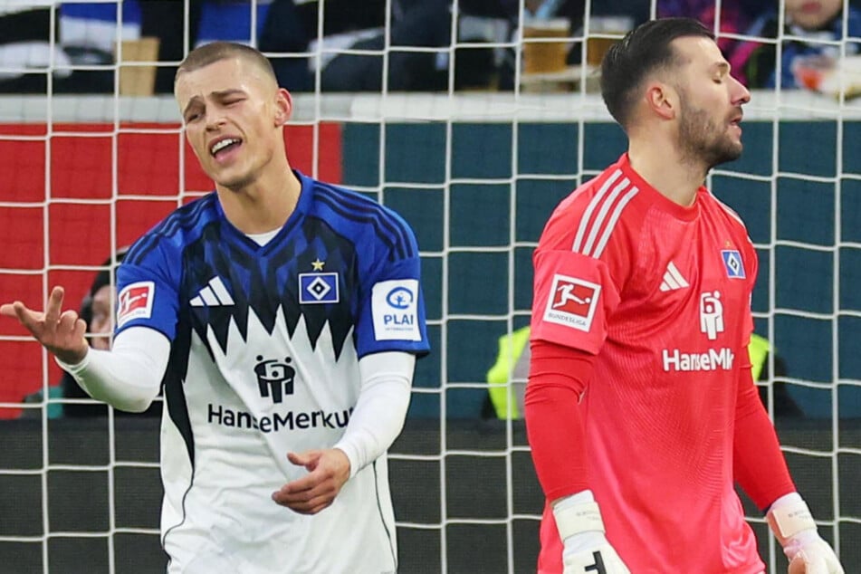 Frustrierte Gesichter beim HSV: Miro Muheim (l.) und Keeper Daniel Heuer Fernandes ärgern sich über die zu einfachen Gegentore gegen Hoffenheim.