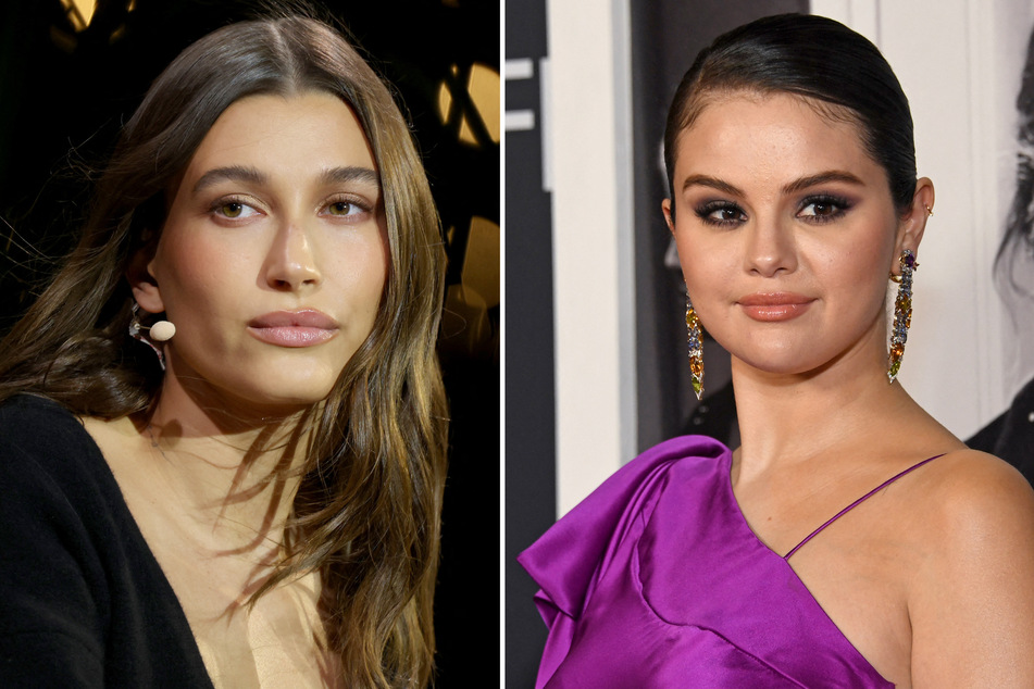 Hailey Bieber (l) and Selena Gomez have faced feud rumors since Hailey wed Justin Bieber in 2018.