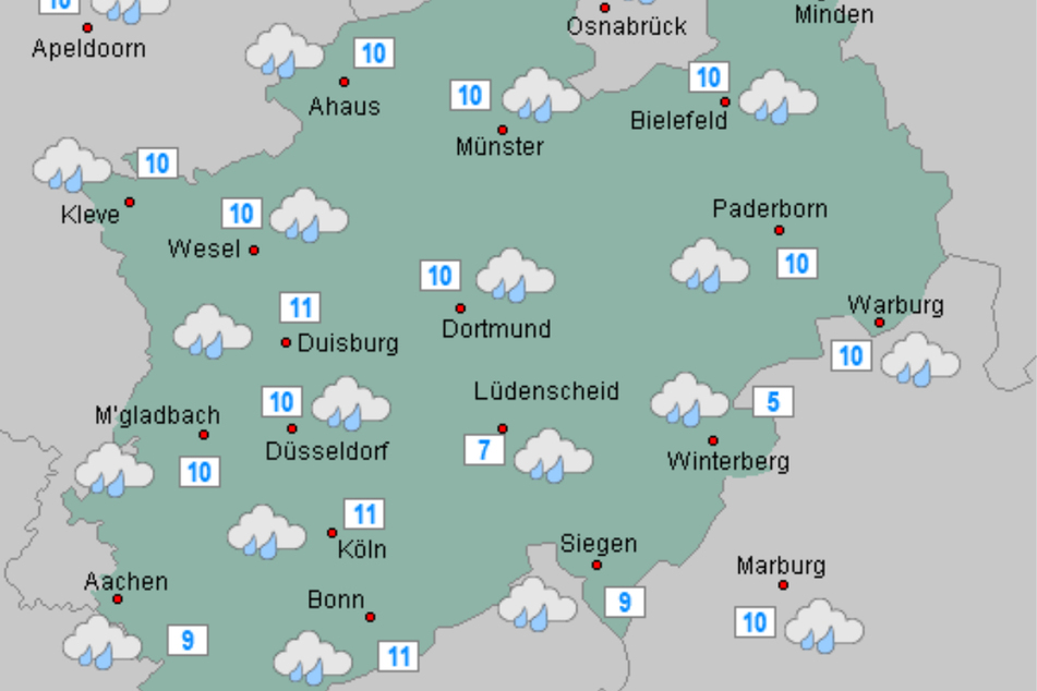 In der Nacht auf Donnerstag soll es in NRW Regen mit stürmischen Böen geben.