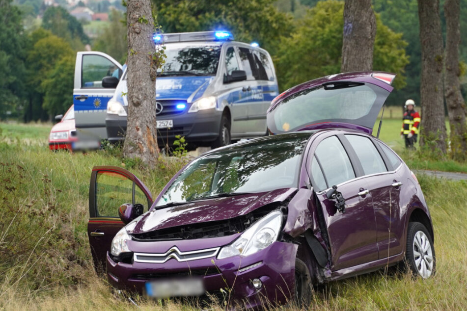 Der Citroën landete schließlich im Straßengraben.