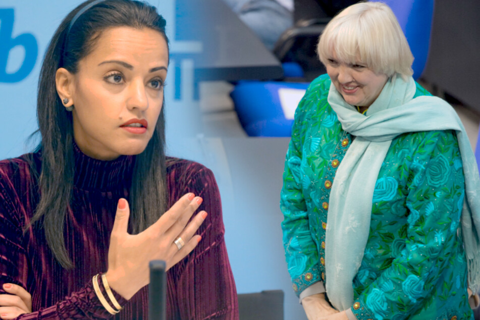 Auch Sawsan Chebli (SPD, l.) und Bundestagsvizepräsidentin Claudia Roth (Grüne) bekamen Drohmails.