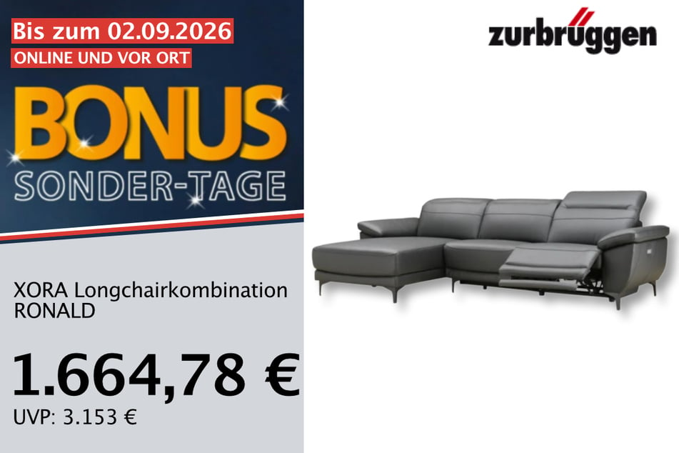 Die XORA Longchairkombination RONALD
für 1.664,78 statt 3.153 Euro.