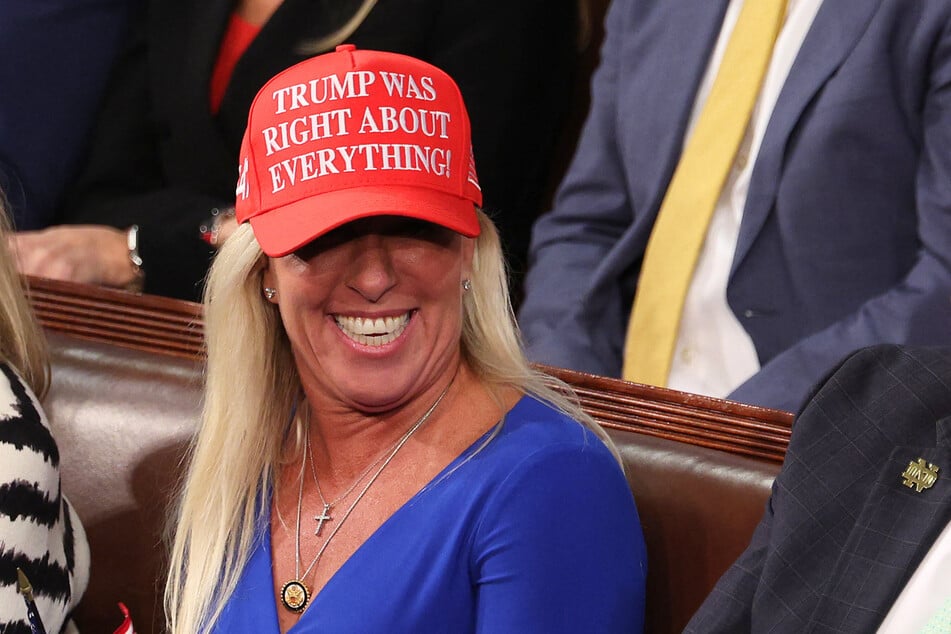 Marjorie Taylor Greene attends President Donald Trump's address to a joint session of Congress at the US Capitol on March 4, 2025 in Washington, DC.