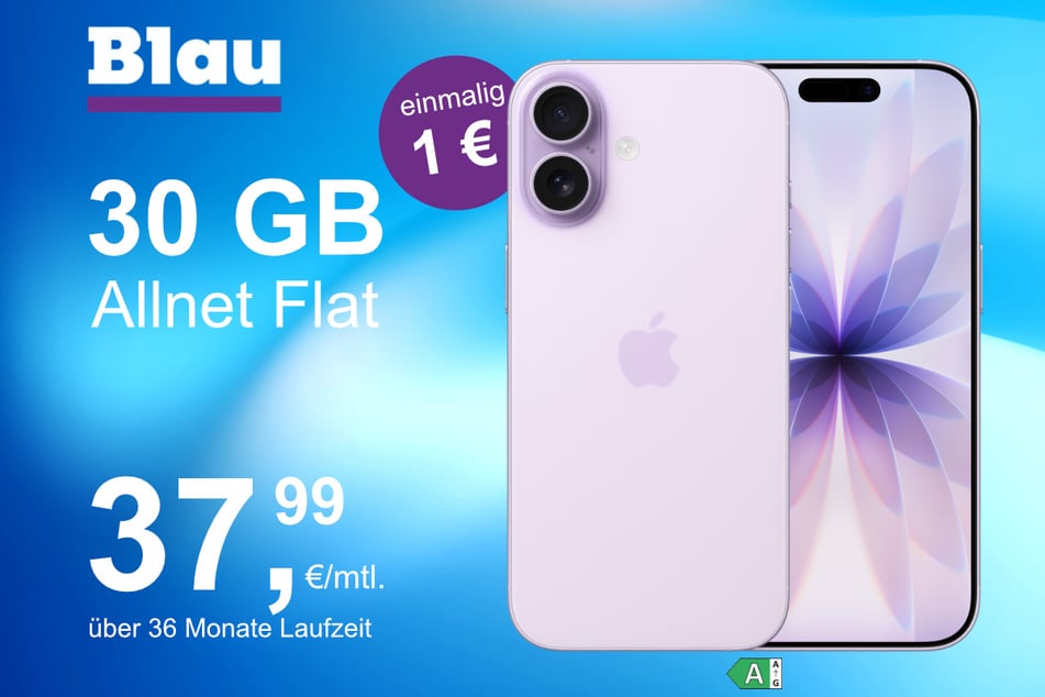 Das neue iPhone 17 im Blau Allnet L für einmalig 1 Euro.