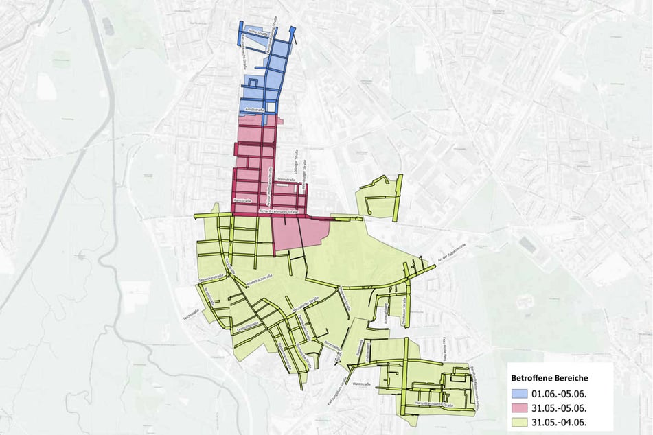Diese Karte zeigt, welche Straßen und Bereiche betroffen sein werden.