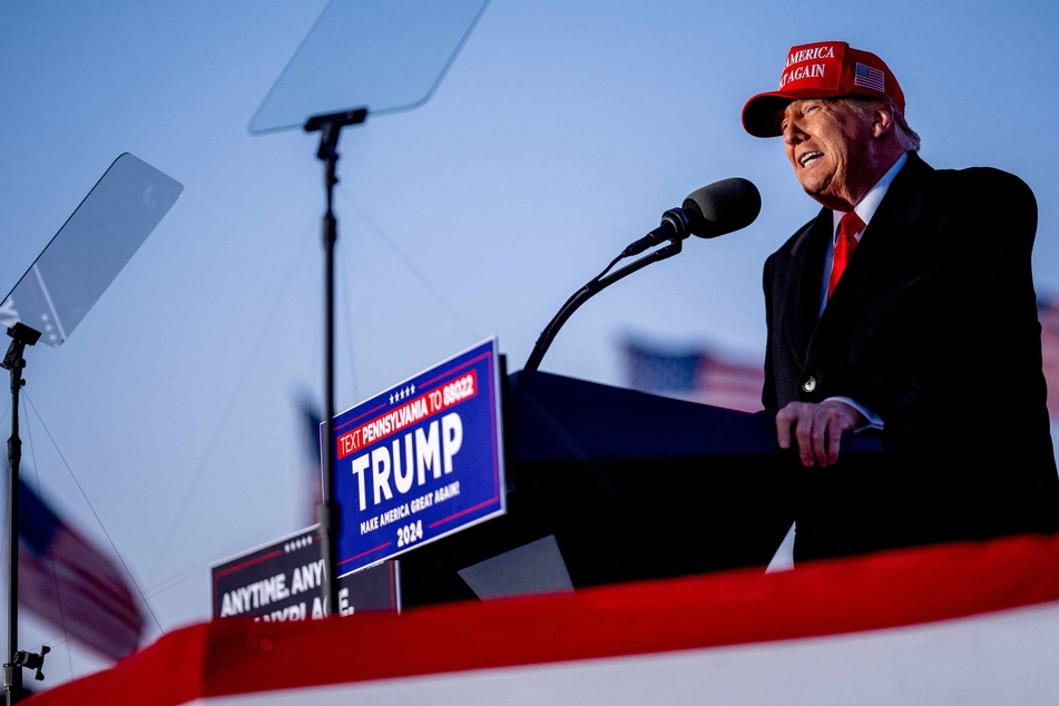 Donald Trump spoke at a rally outside Schnecksville Fire Hall on Saturday in Schnecksville, Pennsylvania.