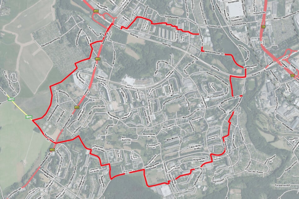 A map of the city of Chemnitz shows the approximate evacuation area.