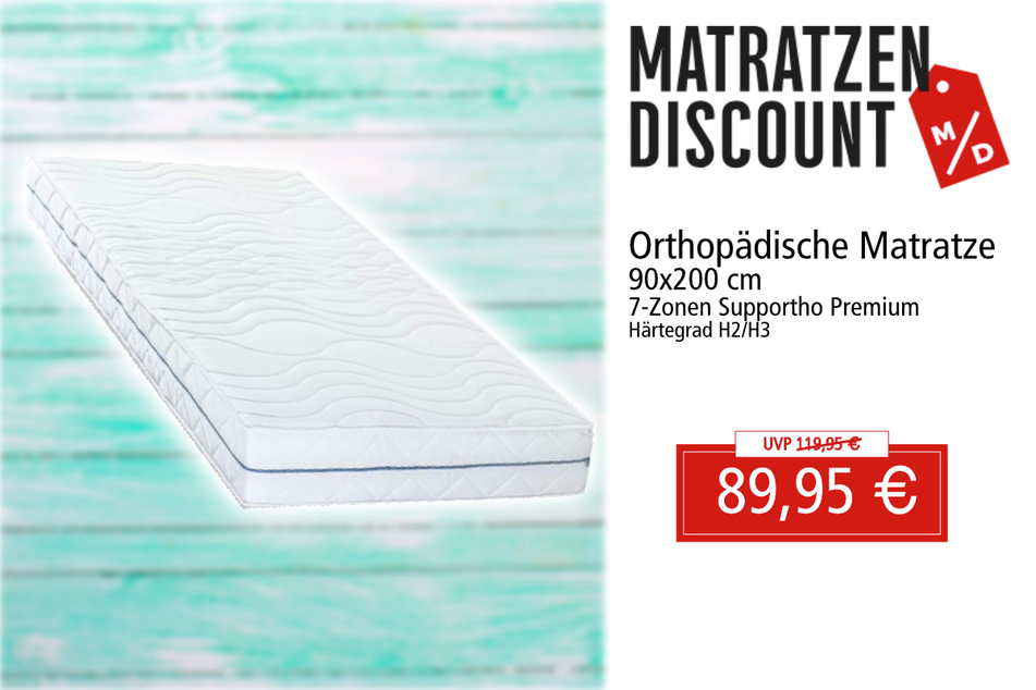 Die orthopädische Matratze gibt's in der Größe 90x200 cm für nur 89,95 Euro.