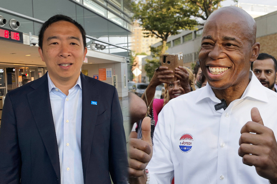 Andrew Yang (l) has conceeded the mayor's race, while Eric Adams (r) is showing a strong lead among voters' first choice in ranked-voting.