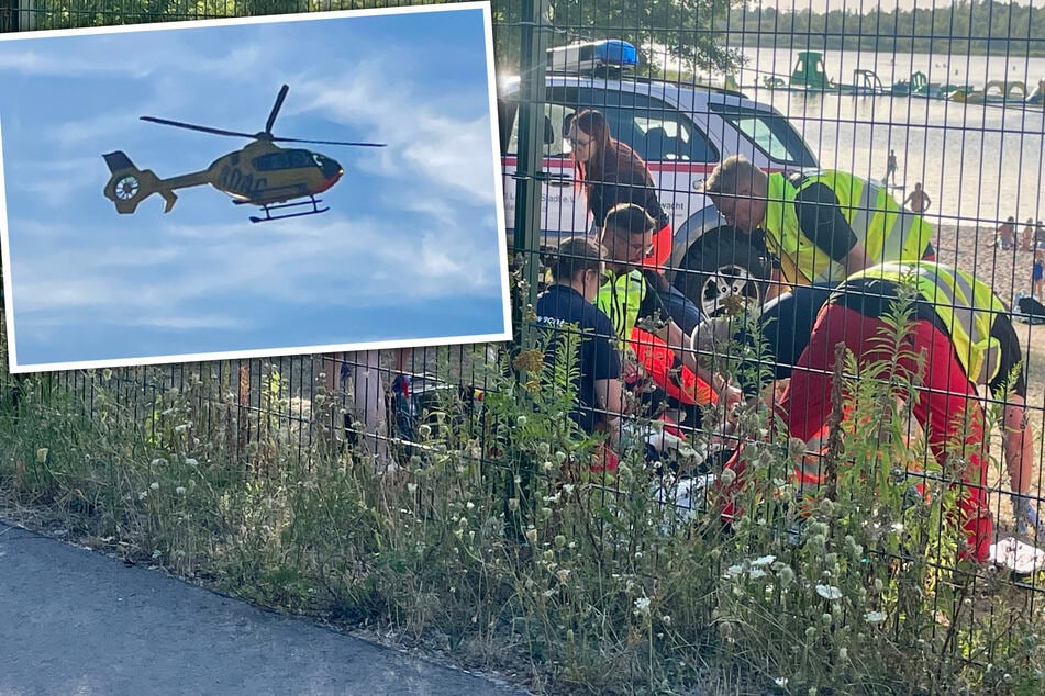 Rettungs-Heli an der Schladitzer Bucht: Mann muss nach allergischer Reaktion behandelt werden