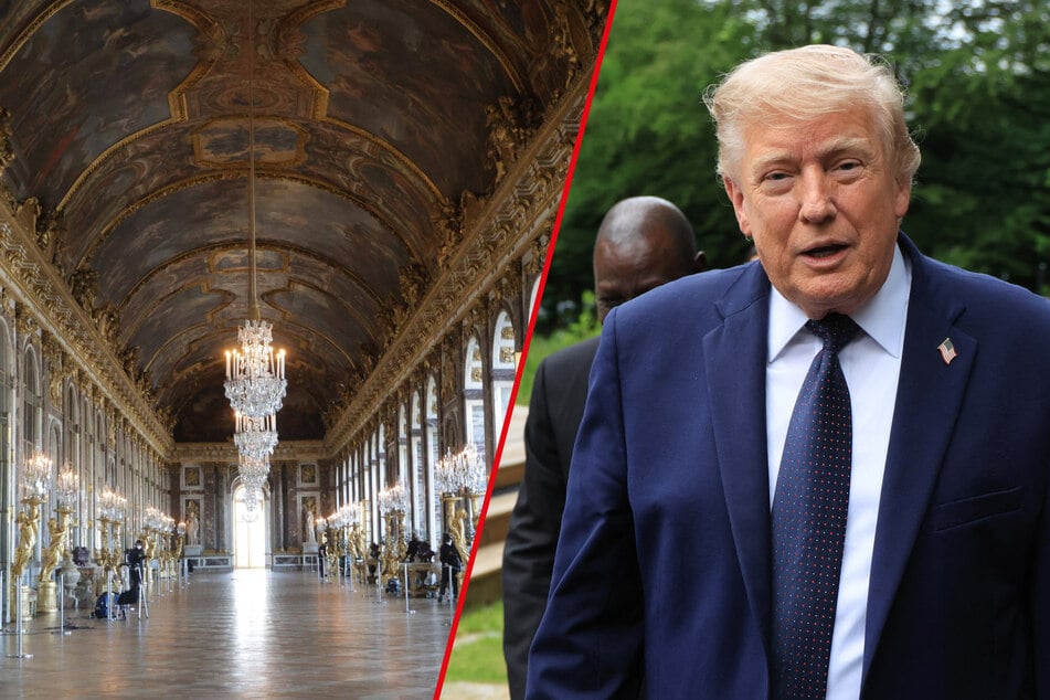 Donald Trump hailed the Palace of Versailles as "the real deal" ahead of a dinner with the French president.