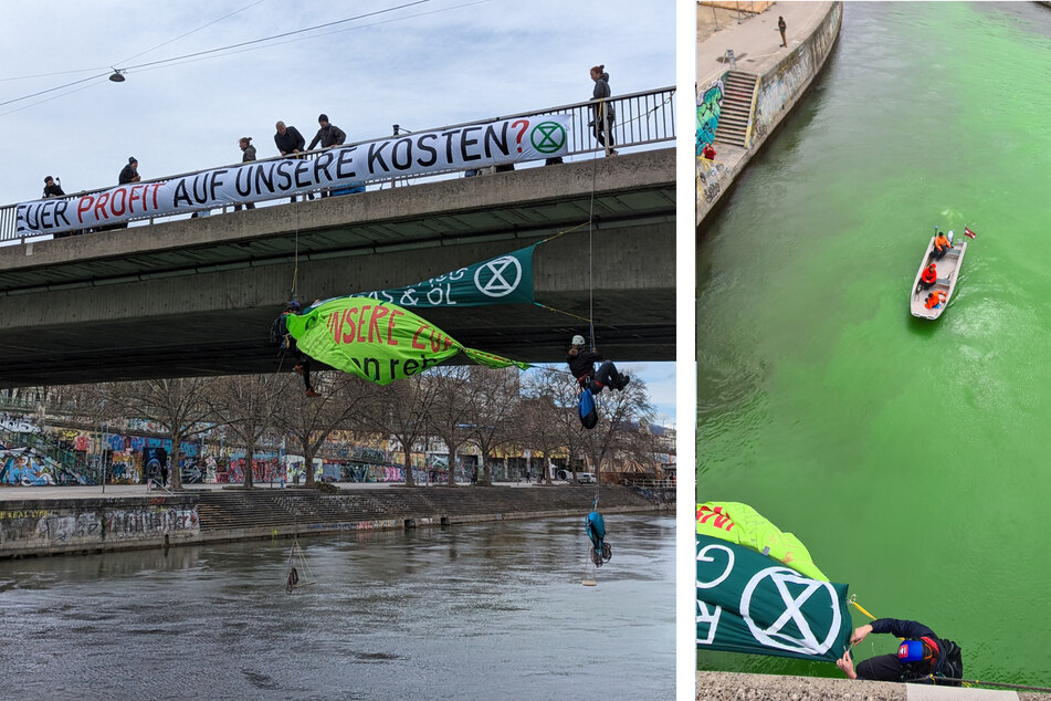 Gegen Greenwashing? Klimaaktivisten färben Donau grün
