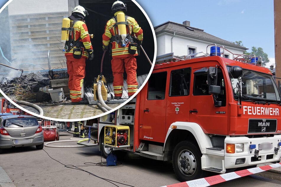 Dresden: Rauchwolke über Radebeul: Zwei Menschen bei Garagen-Brand verletzt