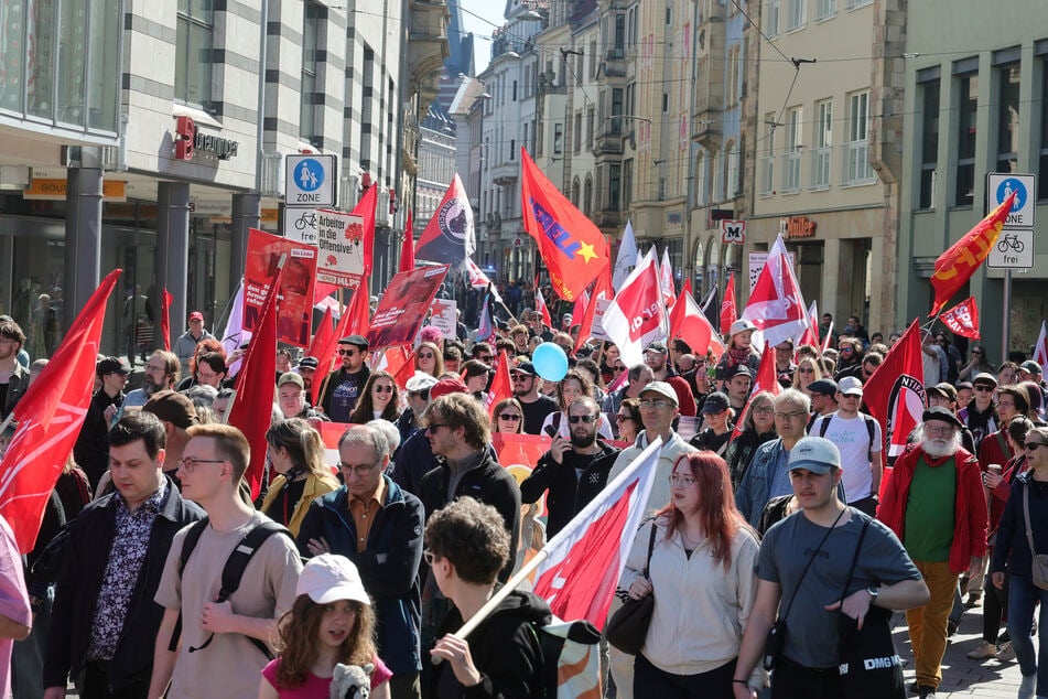 In Erfurt blieb es ruhig: Die traditionelle Gewerkschaftsdemonstration war störungsfrei verlaufen.