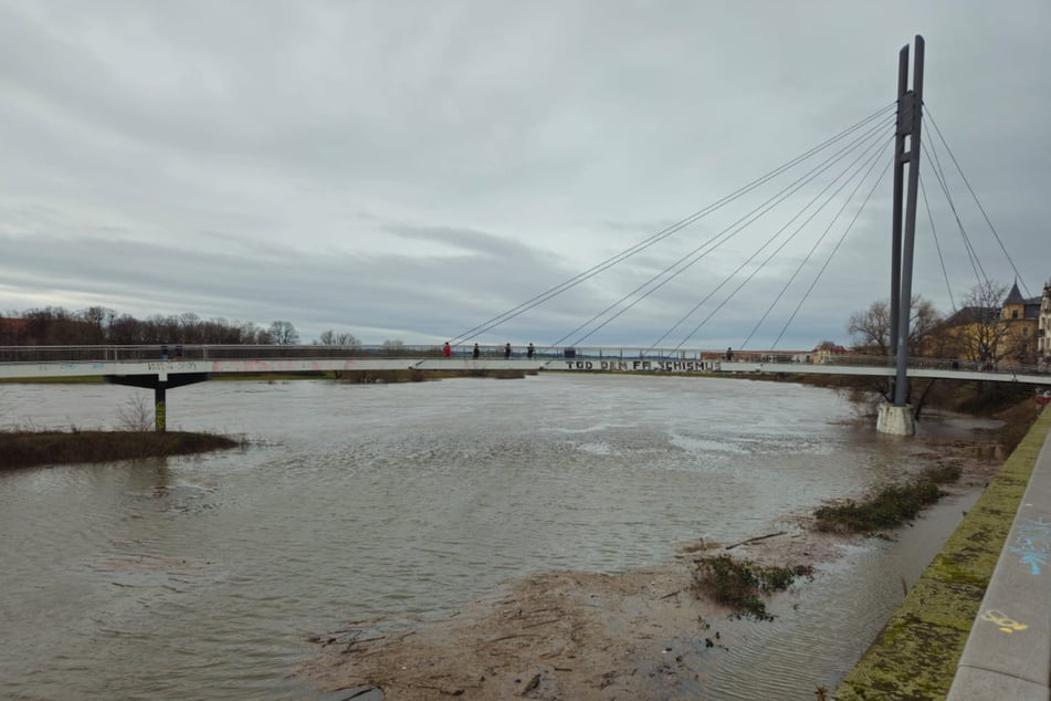 Auch am Pieschener Hafen zeigen sich die Auswirkungen des Hochwassers.
