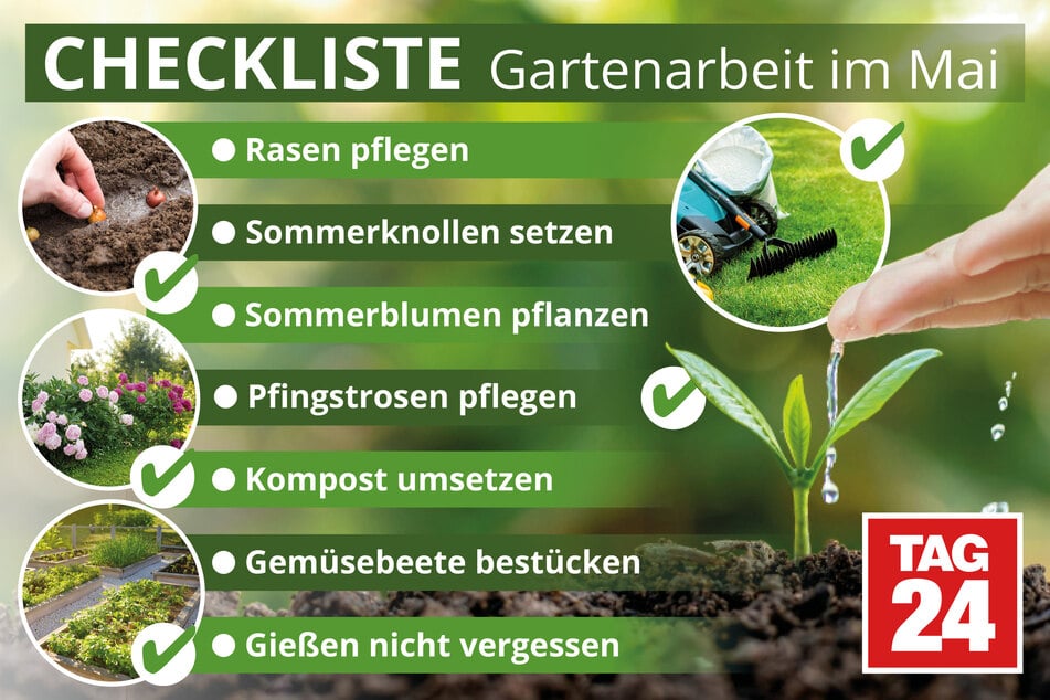 Diese Checkliste fasst die Gartentipps für Mai zusammen.