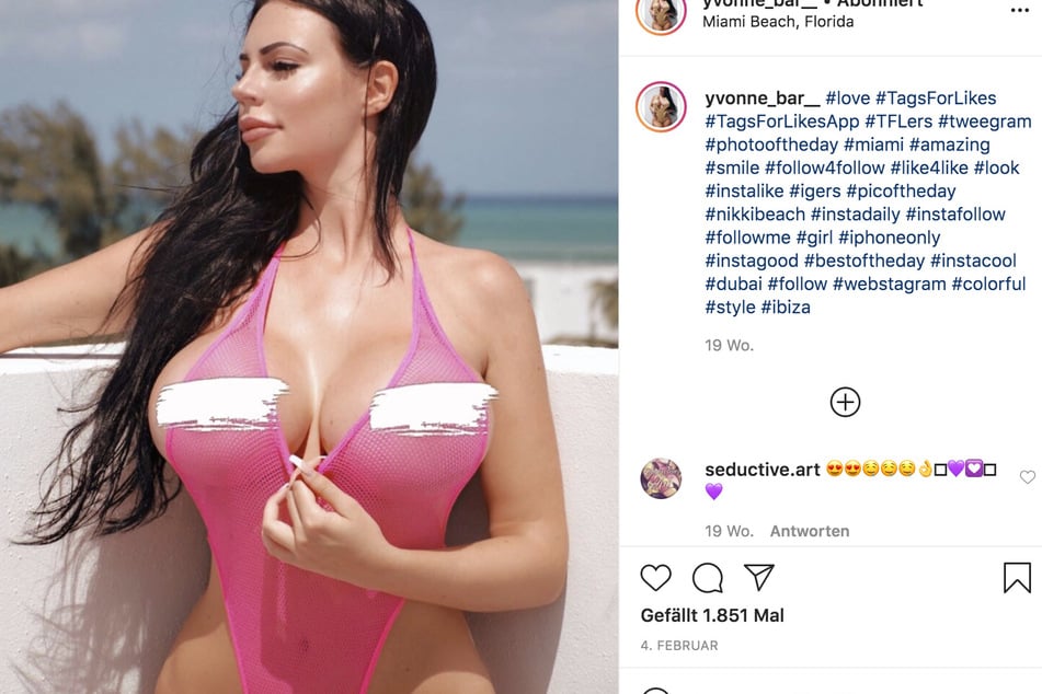 Der Screenshot zeigt ein Foto aus dem aktiven Backup-Instagram-Account der Frankfurter Influencerin Yvonne Bar (26).