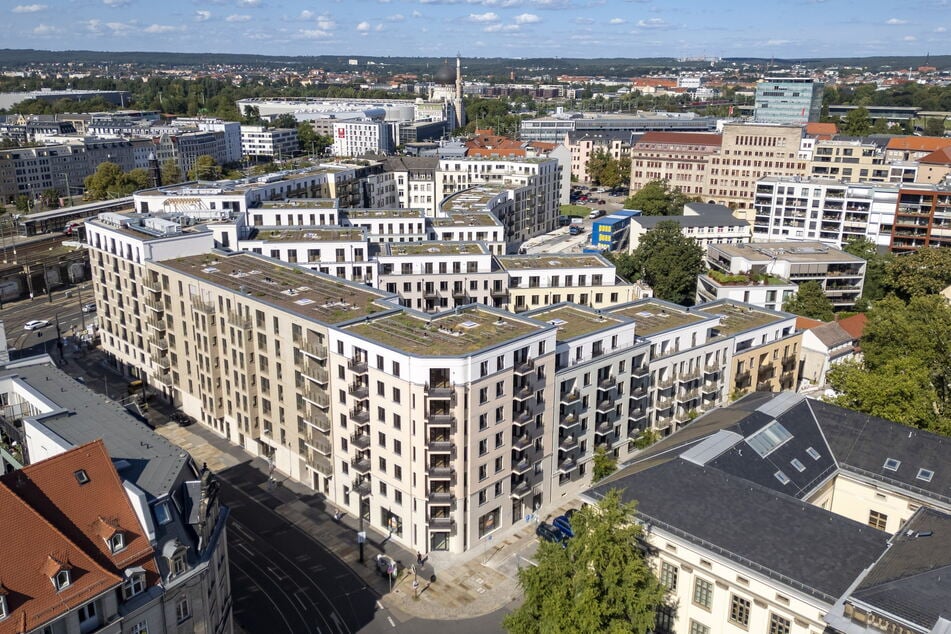 Vermietung gestartet: Das neue "Quartier Schützengarten" an der Könneritzstraße/Jahnstraße mit 403 Mietwohnungen in sieben Gebäuden ist so gut wie fertig.