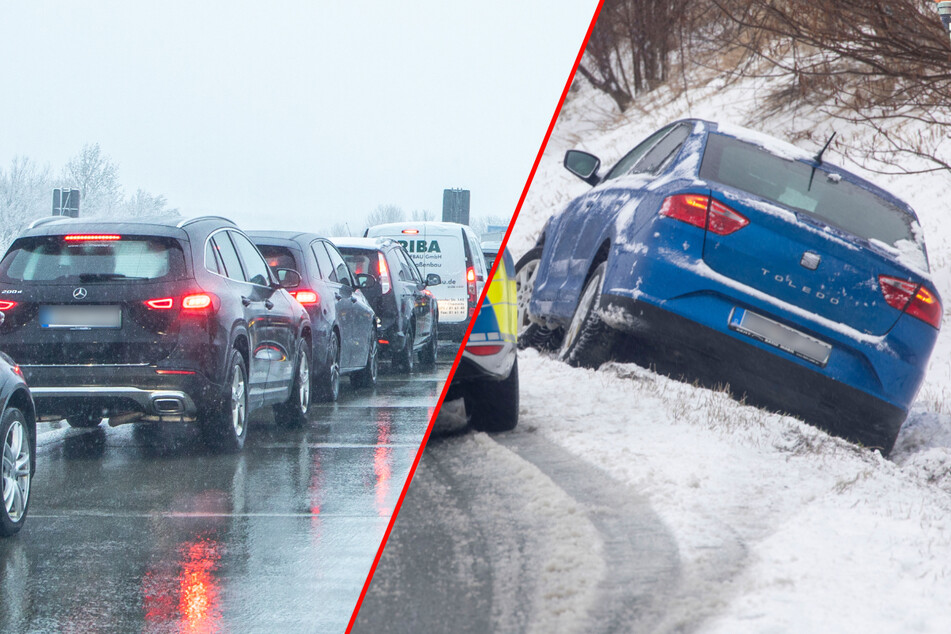 Erneuter Wintereinbruch sorgt in Sachsen für Unfälle und Stau