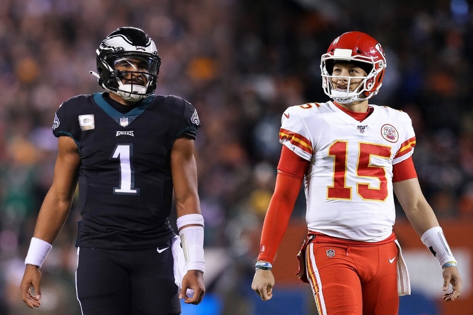 Jalen Hurts (l) of the Philadelphia Eagles and Patrick Mahomes (r) of the Kansas City Chiefs will make history on Sunday as the first Black quarterbacks to lead their team to a Super Bowl in the same season.