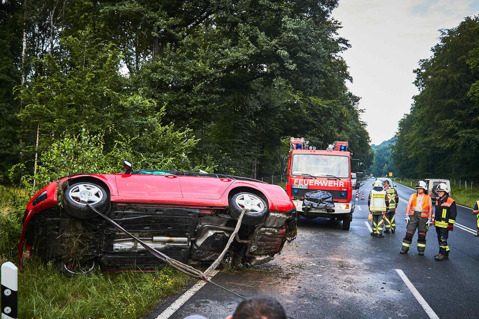 Zunächst musste der Skoda wieder richtig herum gedreht werden.