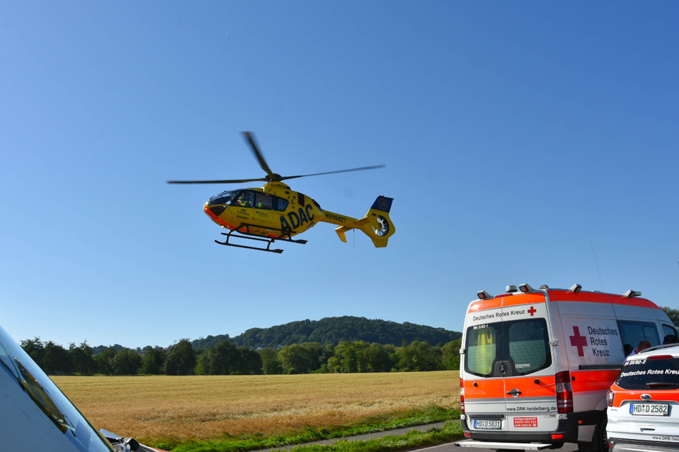 Der Rettungshubschrauber im Einsatz.