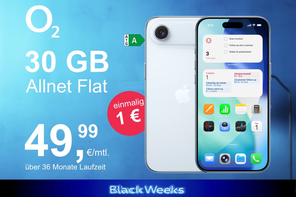 Das neue iPhone 17 Air inkl. 30 GB Datenvolumen für nur 1 Euro exklusiv bei o2.
