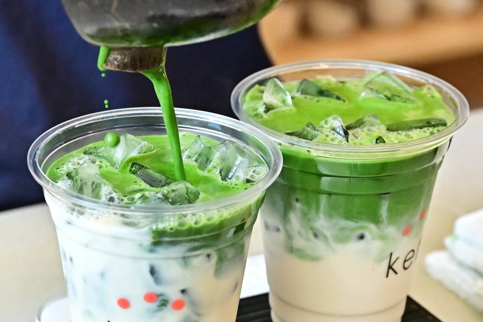 Matcha is added to beverages on offer at Kettl Tea in the Los Feliz neighborhood of Los Angeles, California on May 20, 2025.