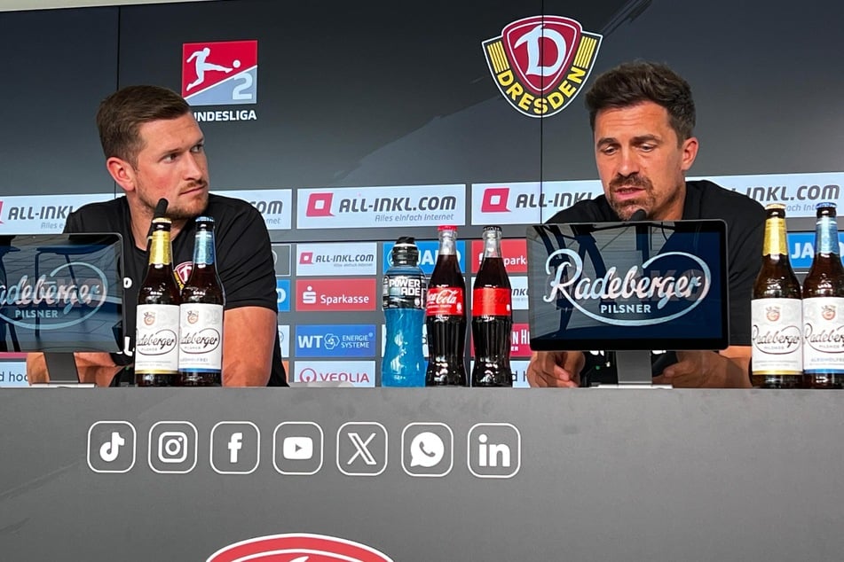 Trainer Thomas Stamm (42, r.) freut sich, dass der Magen-Darm-Virus sich nicht weiter im Team verbreitet hat.